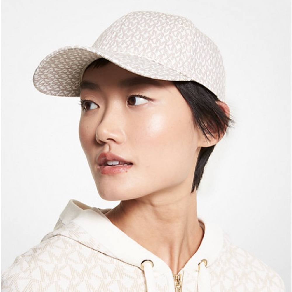 Michael Kors Signature Logo White Baseball Hat OS NWT